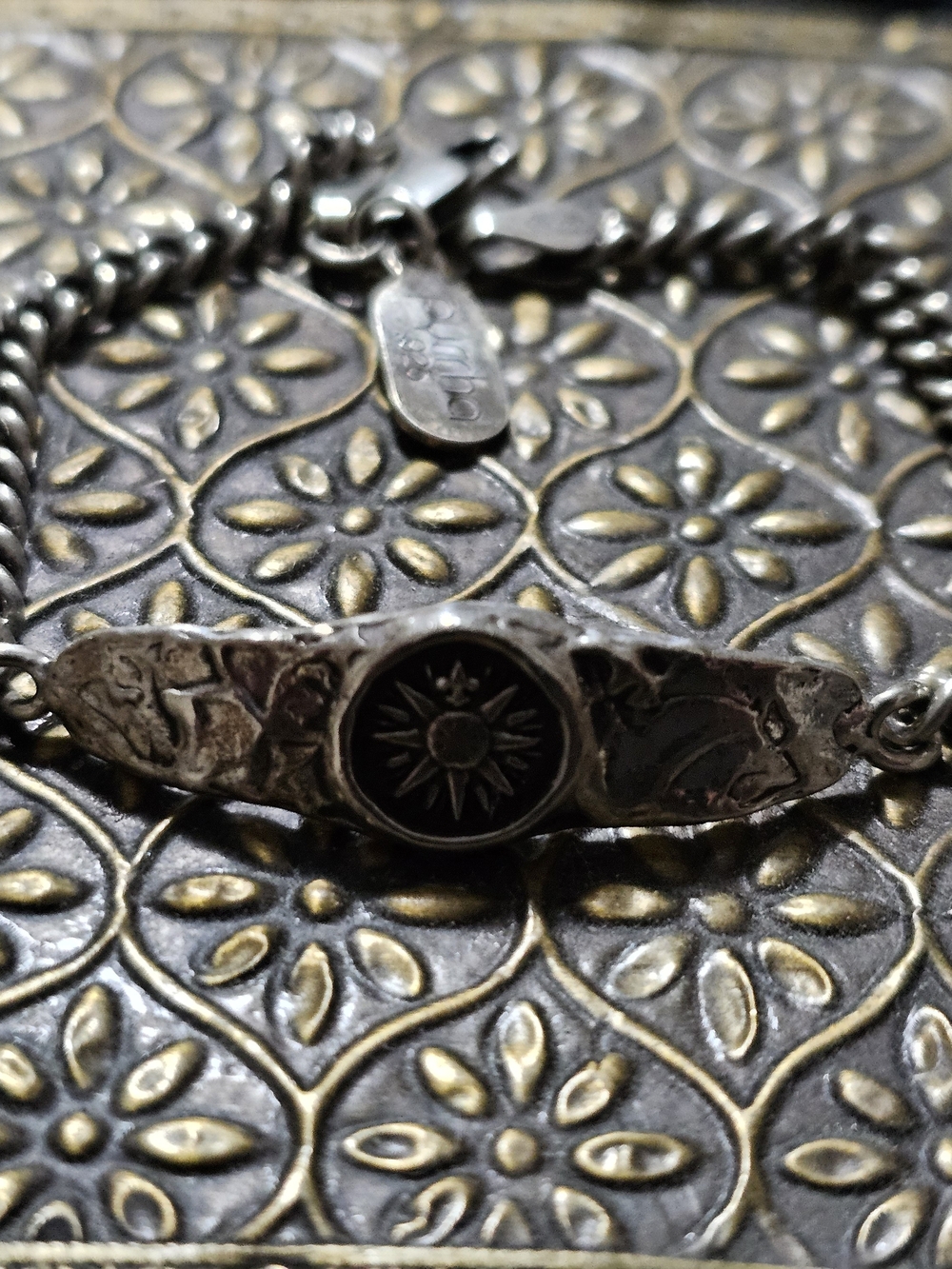 Sterling Sunburst Accent Bracelet in Black and Silver
